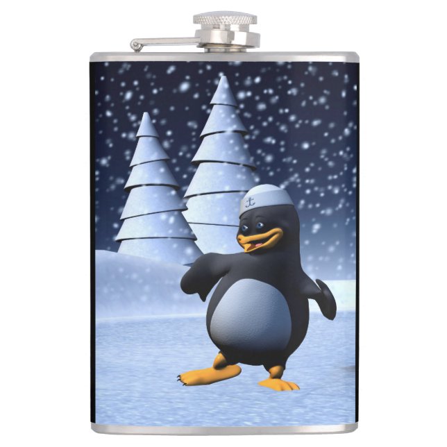 Flasques Mignon pingouin marin d'hiver Art de vacances enne (Devant)