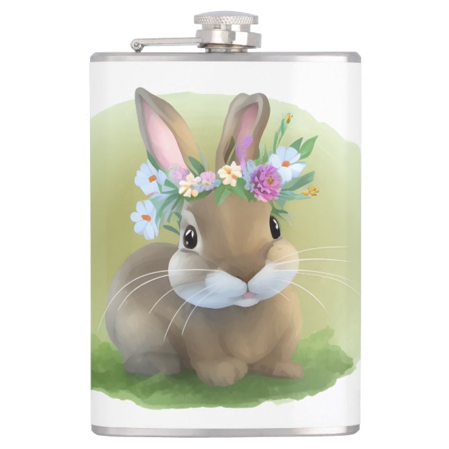 Flasques Mignonne Bunnyfor Pâques pour une humeur positive (Devant)