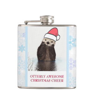 Flasques Mignonne Otter portant un chapeau de Père Noël