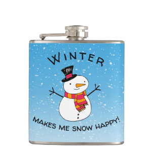 Flasques Mignonne Snowman Winter Me Rend La Neige Heureuse 