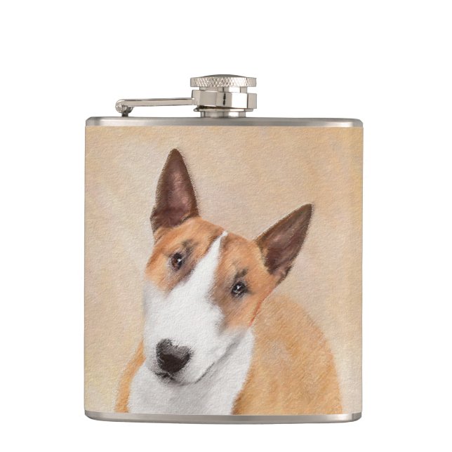 Flasques Miniature Taureau Terrier Peinture - Joli Original (Devant)