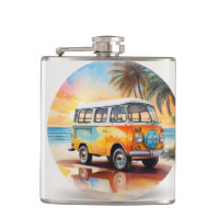 Minibus Peinture vintage sur la plage
