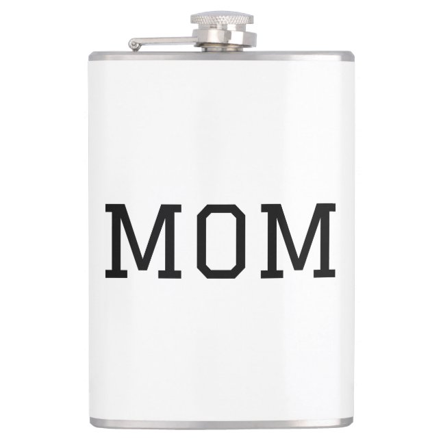 Flasques Minimalist "MOM" Black Typography Plain White (Devant)