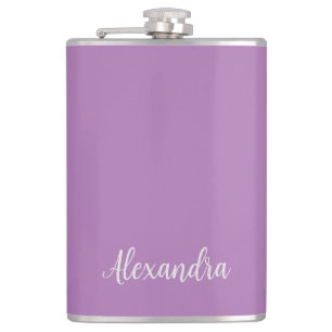 Flasques Minimaliste Plaque Ajouter Nom Lavender Calligraph