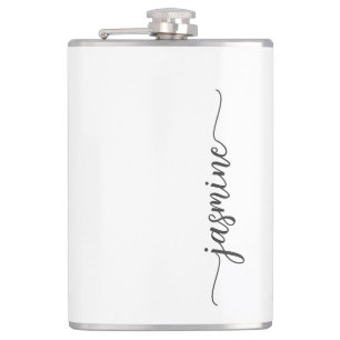 Flasques Minimaliste Script Nom Monogramme Blanc Féminin