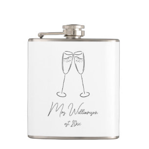 Flasques Mme Champagne Mariée en verre Mariage Couple marié