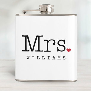 Flasques Mme Machine à Écrire Vintage Monogramme de Mariage