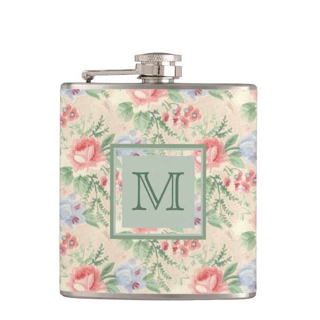 Flasques Modèle floral rose Vintage clair personnalisé (Devant)