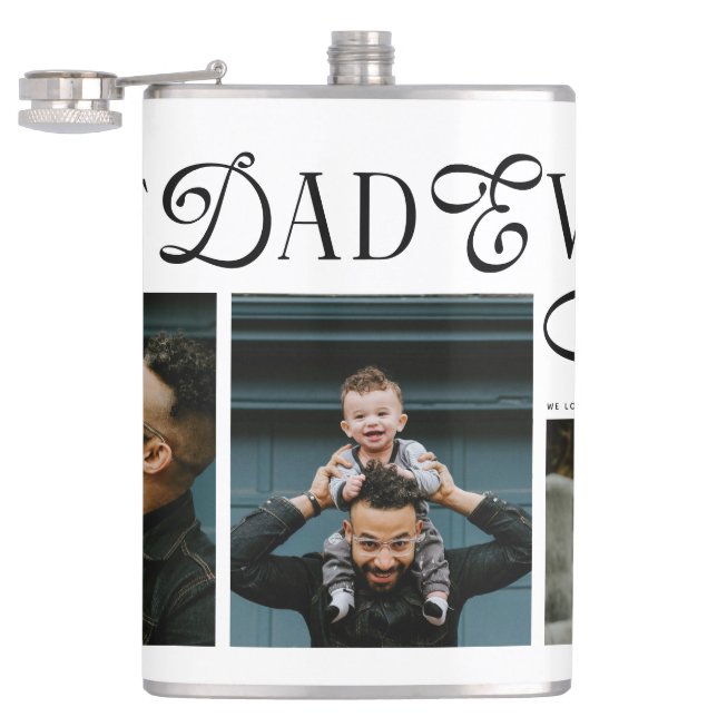 Flasques Modern Best Dad Ever Photo Heart Fathers Day Gifts (Ouvert)