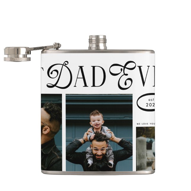 Flasques Modern Best Dad Ever Photo Heart Fathers Day Gifts (Ouvert)