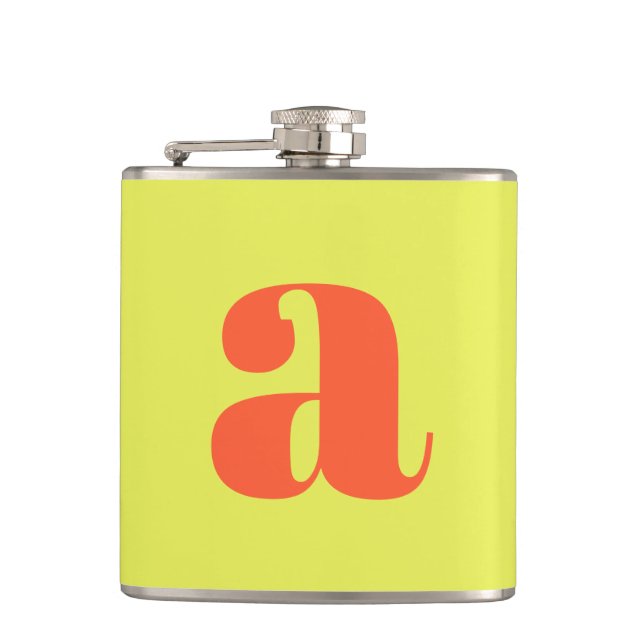 Flasques Modern Monogram Initial Letter Chartreuse Wedding (Devant)