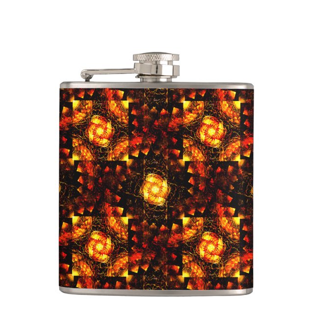 Flasques Moderne Bohème Élégant Motif d'Art Abstrait Doré # (Devant)