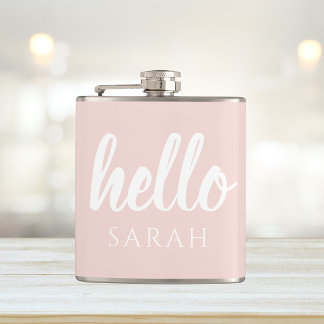 Flasques Moderne Minimal Pastel Rose Bonjour Et Vous Nom