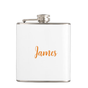 Flasques Moderne Minimaliste Blanc Orange Ajouter Votre Nom