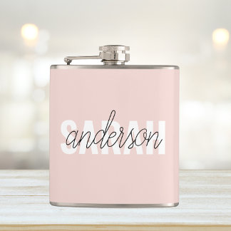 Flasques Moderne Pastel Rose Beauté Personnalisée Vous Nom