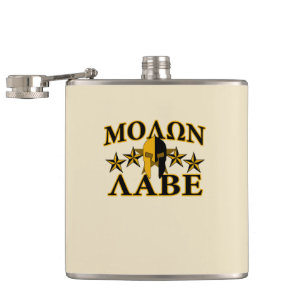 Flasques Molon Labe Casque de guerrier spartiate Décor doré