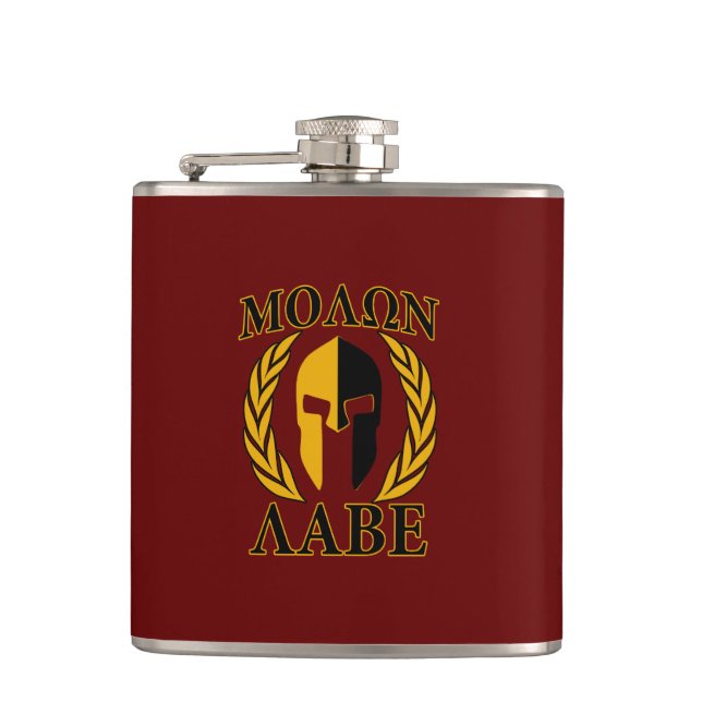 Flasques Molon Labe Spartan Casque Laurels Noir (Devant)