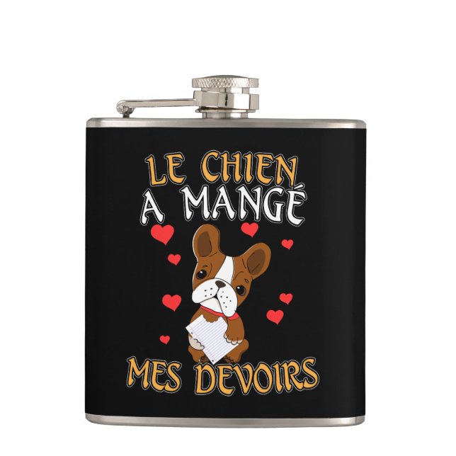 Flasques Mon chien a mangé mes devoirs - Citation pour appr (Devant)
