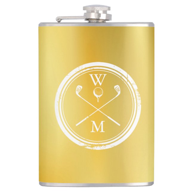 Flasques Monogram Classic Gold Golf personnalisé (Devant)