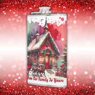 Flasques Monogram Festive Vintage Noël sur blanc  