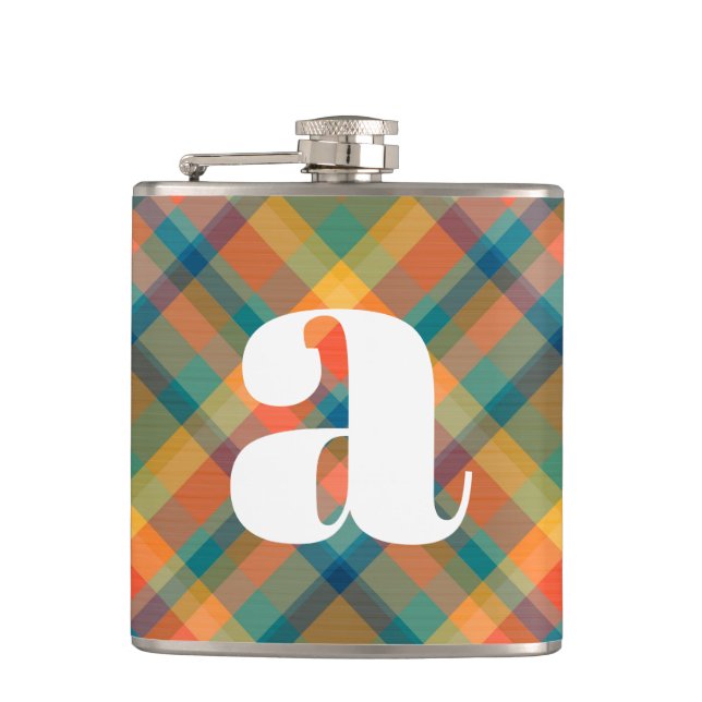 Flasques Monogram Initial Rustic Wedding Tartan Plaid (Devant)