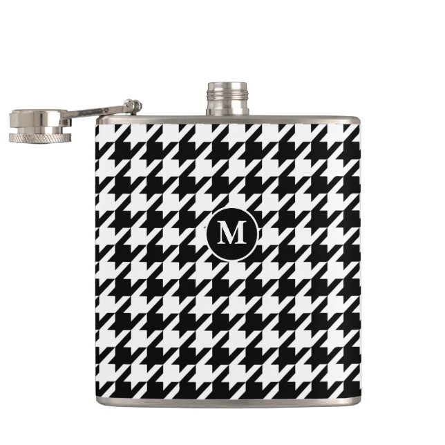 Flasques Monogramme à carreaux noir et blanc moderne classi (Ouvert)