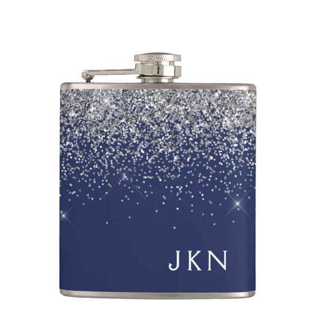 Flasques Monogramme à Parties scintillant étincelante en ar (Devant)