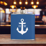Flasques Monogramme Ancre bleu et blanc<br><div class="desc">Design nautique moderne et tendance.</div>