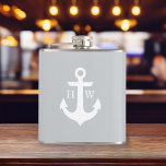 Flasques Monogramme Ancre gris et blanc<br><div class="desc">Design nautique moderne et tendance.</div>