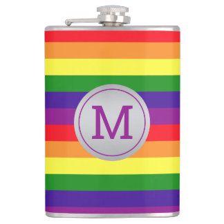 Flasques Monogramme cercle gris rayure arc-en-ciel