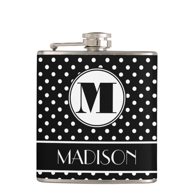 Flasques Monogramme chic de pois personnalisé (Devant)