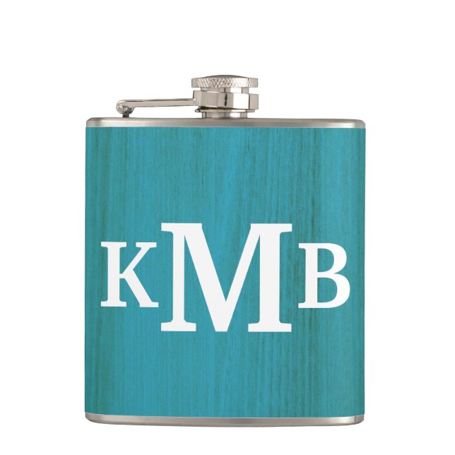 Flasques Monogramme classique en bois rustique chic personn (Devant)