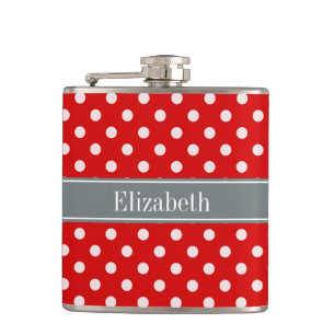 Flasques Monogramme de carbone rouge blanc Pois