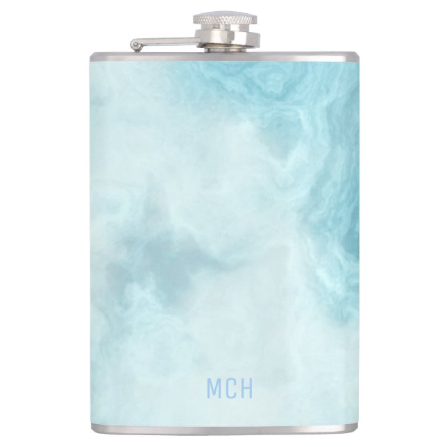 Flasques Monogramme de marbre bleu fumé (Devant)