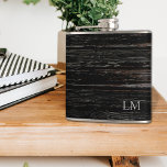 Flasques Monogramme de Mariage en bois noir Patiné rustique<br><div class="desc">Ce monogramme rustique simple est classique. Ce flacon fait un grand cadeau pour votre occasion spéciale.</div>