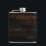 Flasques Monogramme de mariage en bois noir rustique<br><div class="desc">Ce design de monogramme rustique simple est classique. Cette flasque fait un excellent cadeau pour votre occasion spéciale.</div>