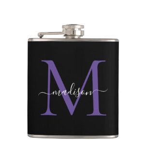 Flasques Monogramme de violet violet noir moderne Nom du sc