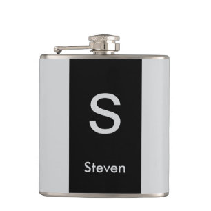 Flasques Monogramme deux tons moderne noir et gris