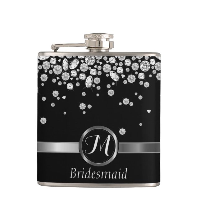 Flasques Monogramme Diamond - Bridesmaid (Devant)