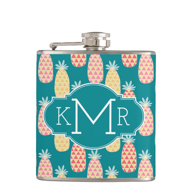 Flasques Monogramme du motif | de griffonnage d'ananas (Devant)