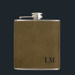 Flasques Monogramme en cuir Patiné rustique Mariage<br><div class="desc">Ce monogramme rustique simple est classique. Ce flacon fait un grand cadeau pour votre occasion spéciale.</div>