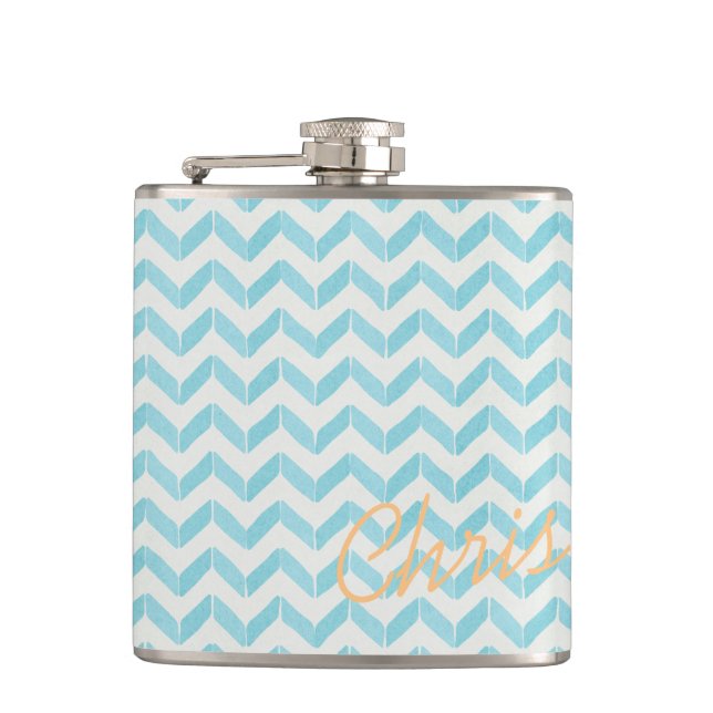 Flasques Monogramme en pastel chic de coutume de Chevron de (Devant)