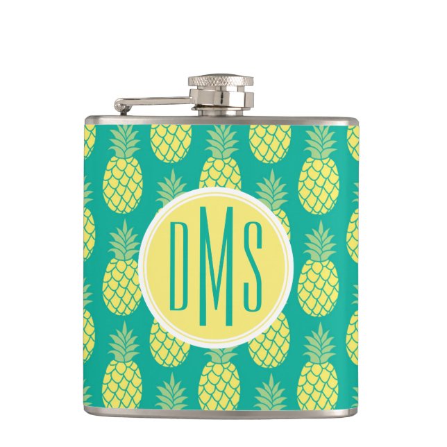 Flasques Monogramme en pastel des ananas | (Devant)