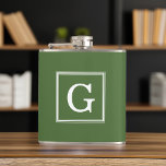 Flasques Monogramme encadré vert olive<br><div class="desc">Premier monogramme moderne et tendance.</div>