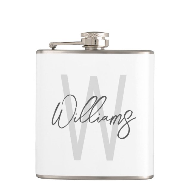 Flasques Monogramme et nom personnalisés en écriture modern (Devant)