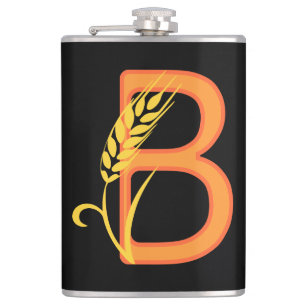 Flasques monogramme floral B lettre majuscule