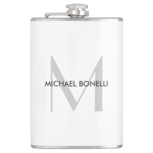 Flasques Monogramme gris Noir Nom blanc