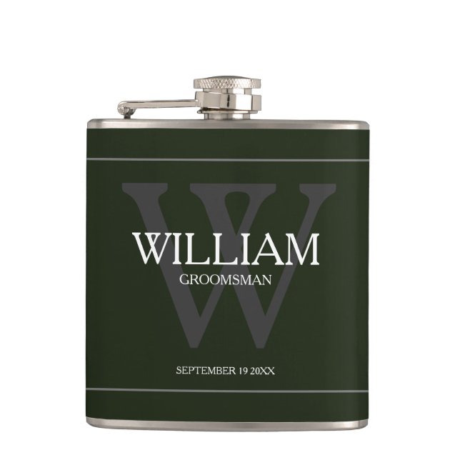 Flasques Monogramme Groomsman Cadeau classique Cool Armée v (Devant)
