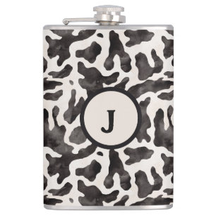 Flasques Monogramme Imprimé Vache Inox