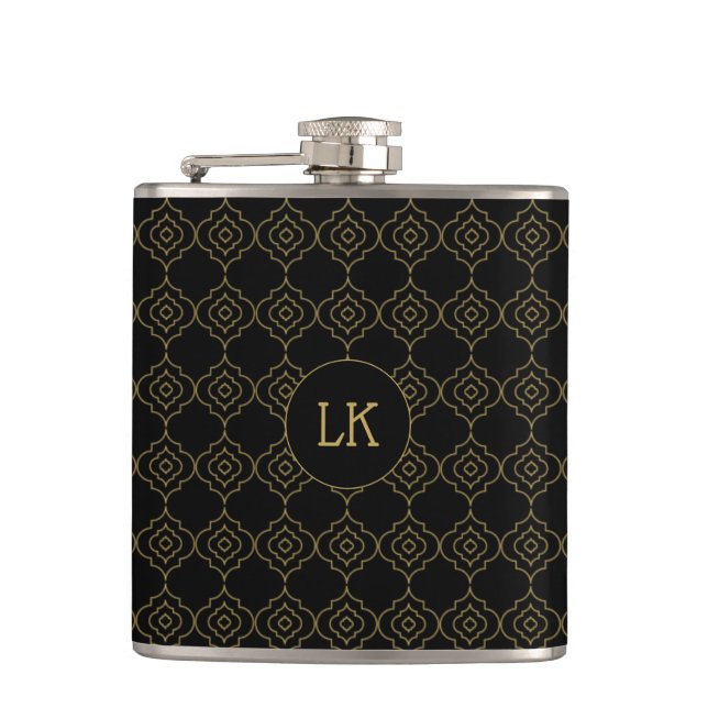 Flasques Monogramme marocain noir et or (Devant)